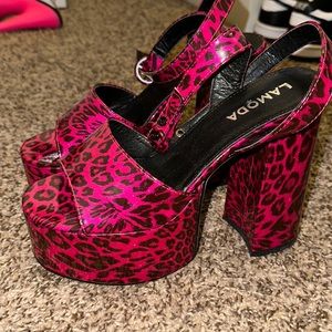 Animal print platform heels